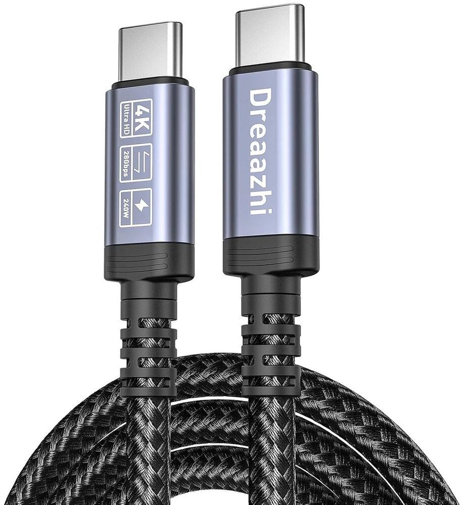 Dreaazhi 20 Gbps 240 W Usb C - Usb C kabelis 1 m, Usb C 3.2 Gen2 x 2 duomenų kabelis, 4k @ 60 Hz vaizdo perdavimas, greito įkrovimo kabelis nešiojamam kompiuteriui, mobiliajam telefonui, planšetiniam kompiuteriui, Ssd, monitoriui ir t. t.