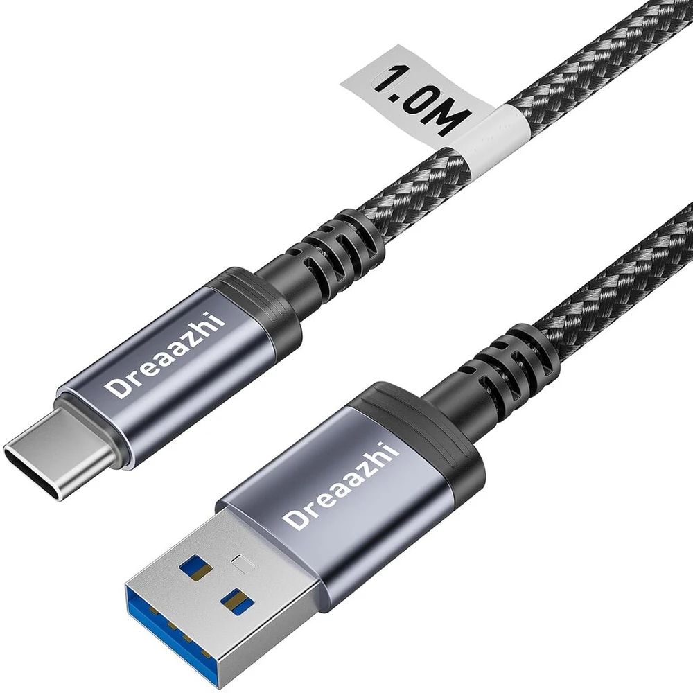 Dreaazhi usb ir usb c kabelis 1 m, usb 3.1 gen 2 kabelis greitam įkrovimui su 10 gbps duomenų perdavimu, android automobilinis kabelis, skirtas iphone 16/15, galaxy note 8, s8, s9, s10, sony xz, lg v20, htc, ssd ir kt.