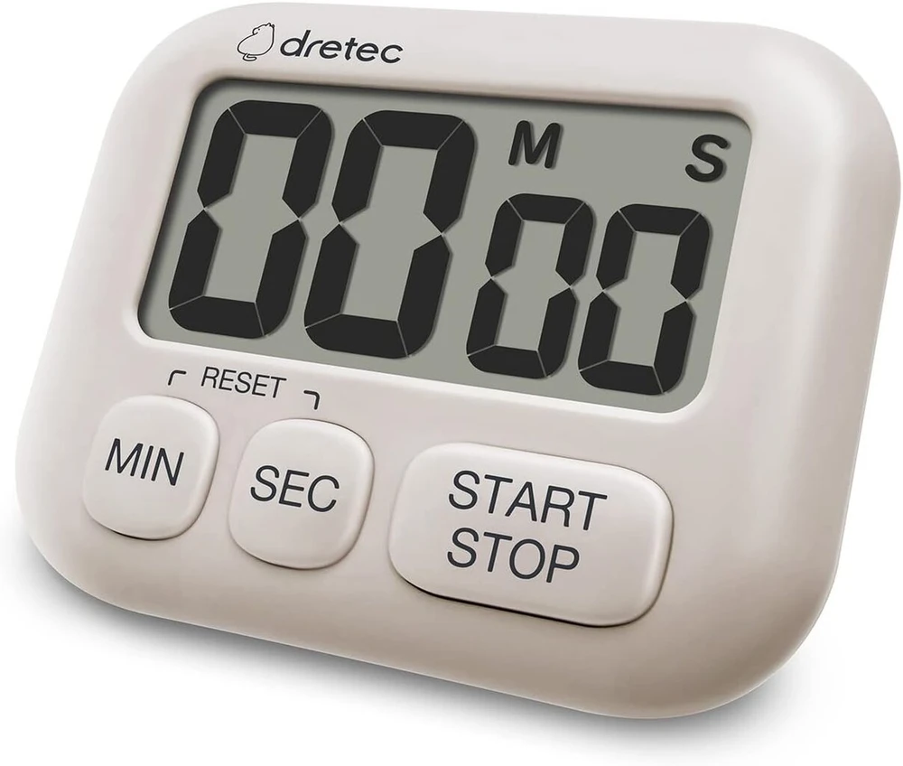Dretec Skaitmeninis virtuvės laikmatis, didelis Lcd ekranas, skaitmeninis maisto gaminimo laikmatis, stiprus magnetas, atminties funkcija, skaičiavimas aukštyn ir žemyn, 3 mygtukai, smėlio spalvos, oficialiai patikrintas Japonijoje