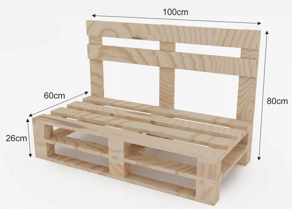 Drewnopak Baldų iš palečių suoliukas 100/60cm, kaimiški mediniai baldai (mpe-ł-1/6r)