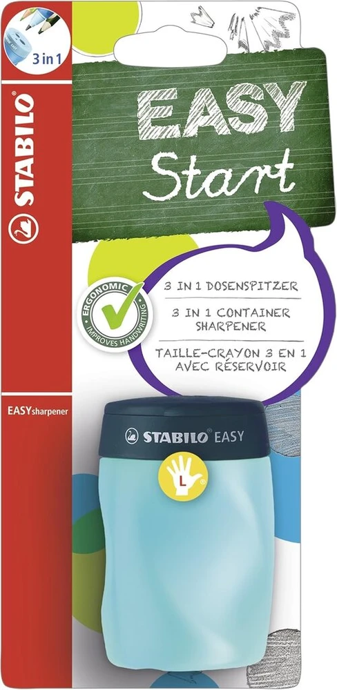 Drožtukas Stabilo Easysharpener, skirtas kairei rankai, petrol spalvos