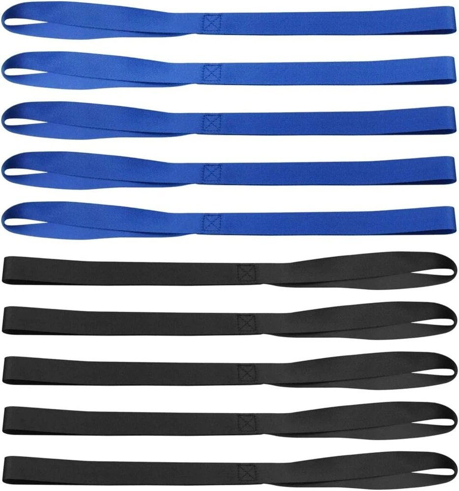 Drwosm tvirtinimo kilpos, 10 vnt., 46 x 2.5 cm, minkštos tvirtinimo kilpos su dvigubomis kilpomis motociklams, automobiliams, purvo dviračiams, keturračiams, Utv transportavimui, juodos ir mėlynos spalvos
