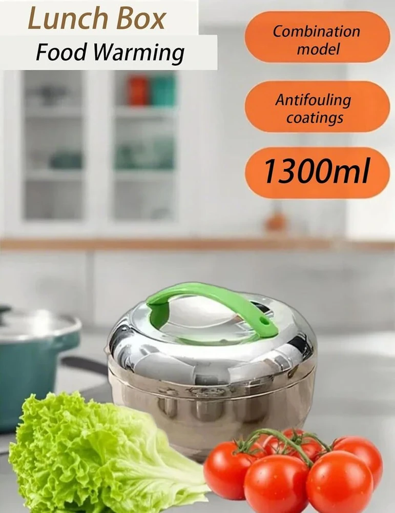 Dsacxixai 1.3l nerūdijančio plieno priešpiečių dėžutė su skyreliais, dvigubų sienelių izoliuoti skyrikliai įvairiems maisto produktams, patogu pietauti darbe ar