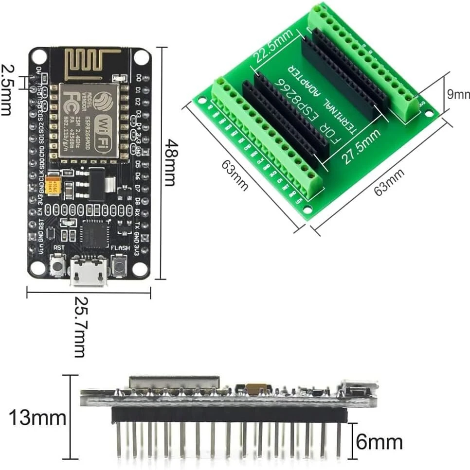 Dubeuyew Esp8266 V2 kūrimo plokštė Wifi Wlan belaidis modulis Esp-12e Cp2102, skirtas Arduino su Esp8266 išvadų plokšte Gpio 1 in 2 (esp8266 rinkinys)