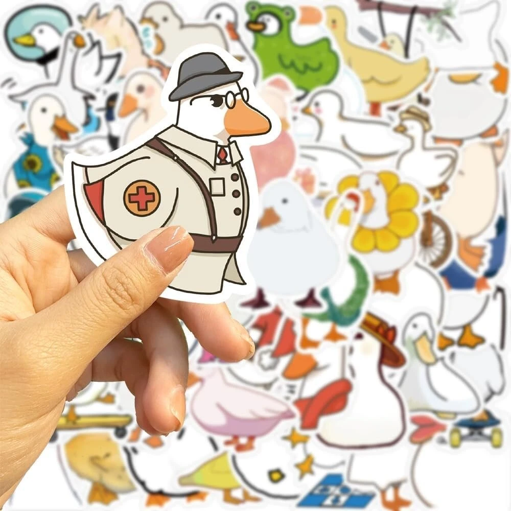 Duck lipdukų rinkinys, 50 vnt. Duck lipdukai riedlentei, grafiti lipdukai motociklams, dviračiams, snieglentėms, bagažui, nešiojamam kompiuteriui, automobiliui, lagaminui vaikams ir paaugliams, vandeniui atsparūs vinilo lipdukai