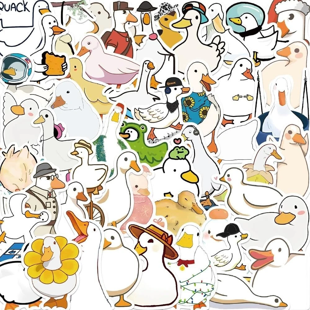 Duck lipdukų rinkinys, 50 vnt. Duck lipdukai riedlentei, grafiti lipdukai motociklams, dviračiams, snieglentėms, bagažui, nešiojamam kompiuteriui, automobiliui, lagaminui vaikams ir paaugliams, vandeniui atsparūs vinilo lipdukai