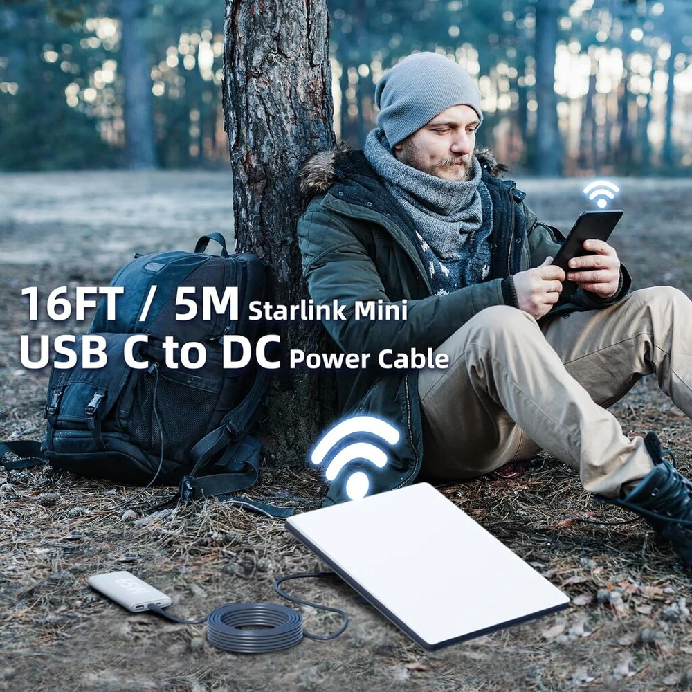 Duhesin Starlink Mini kabelis, Starlink Mini Usb C į Dc maitinimo kabelis, 100w įvesties vandeniui atsparus Usb Type C į Dc kabelis, skirtas Power Bank 65w+pd šaltiniui