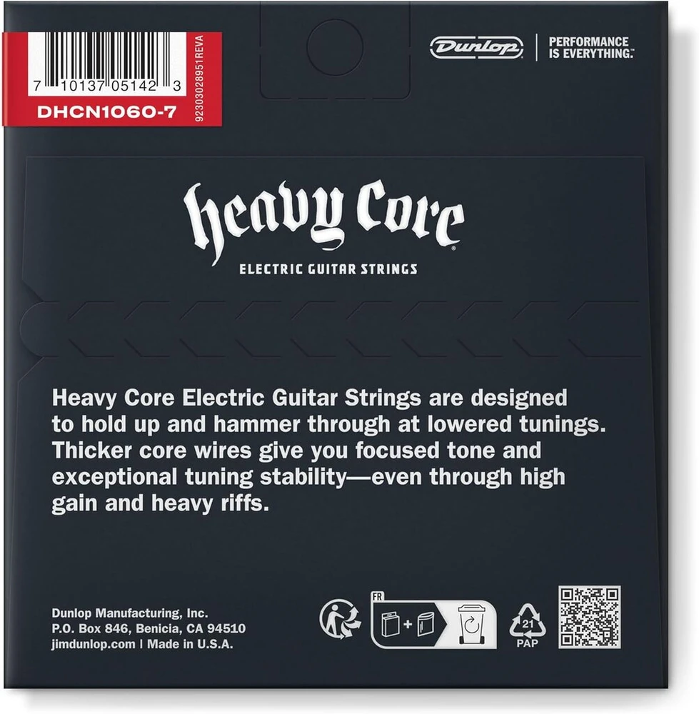 Dunlop Dhcn1060 Heavy 7 stygų komplektas 10-60 elektrinės gitaros stygos