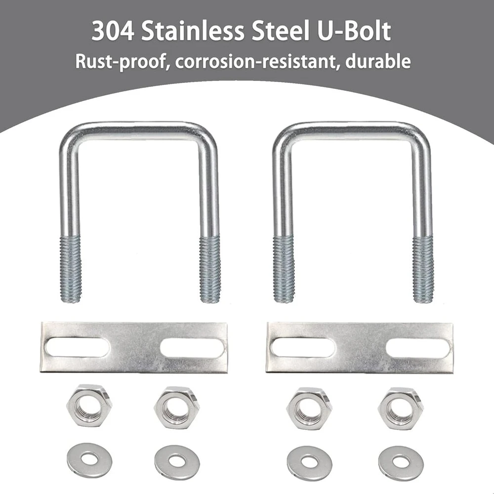 Duoyif u formos varžtas m8 60 x 100 mm u formos sraigtai m8 u formos varžtas kvadratinis nerūdijantis plienas su veržlės rėmo plokštele poveržle u formos laikiklis vamzdžių tvirtinimui automobilių laivų vilkimui 2 vienetai (60 x 100 mm)