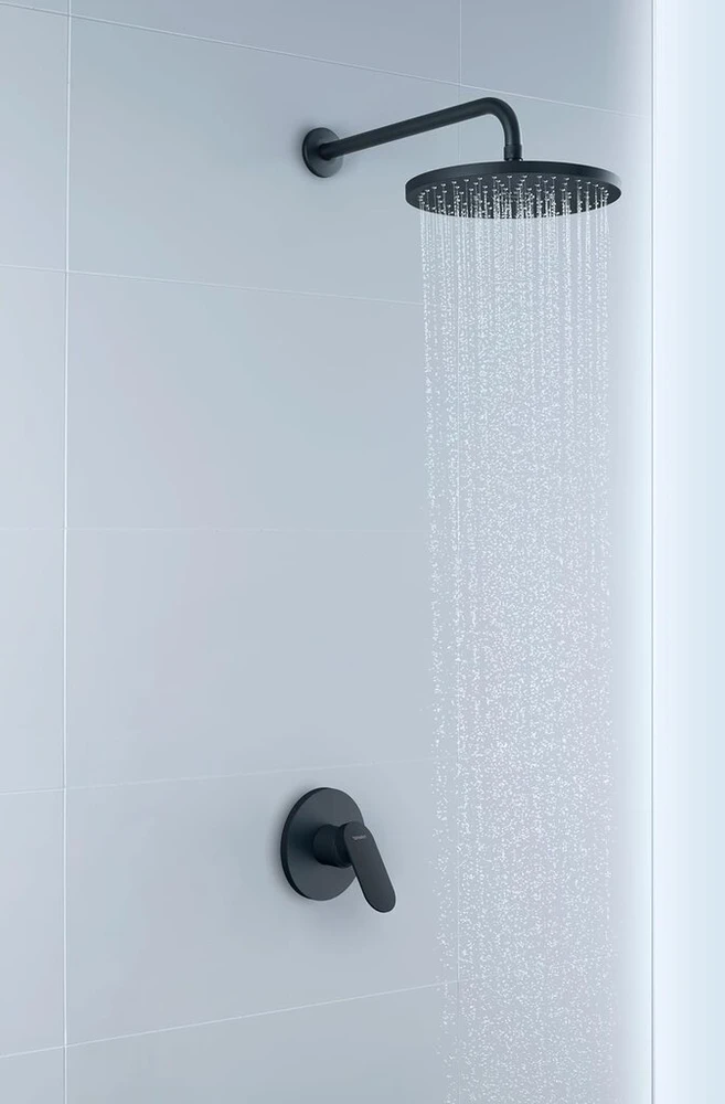 Duravit Wave potinkinis dušo maišytuvas 1 vartotojui su perjungimo ventiliu, vienos svirties dušo maišytuvas su keramikos maišymo sistema, matinė juoda