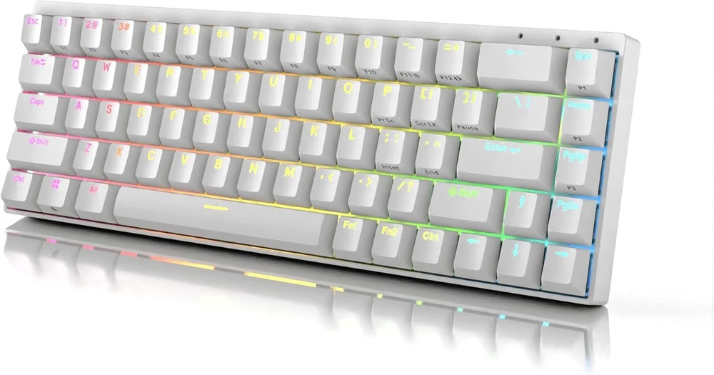 Durgod Hades 68 mechaninė žaidimų klaviatūra, 65% Ansi Us išdėstymas - Usb Type C, aliuminio korpusas, Double Shot Pbt Cherry profilis (cherry Silent Raudona, balta)