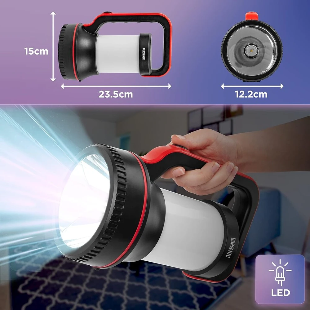 Duronic Rl74 žibintuvėlis | Led žibintas | Ryški lauko kempingo lempa | Lempa su 10000 mah įkraunamu prožektoriumi su trimis šviesos režimais | Avarinėms situacijoms ir elektros energijos tiekimo nutraukimams | Su rankena | 320 liumenų