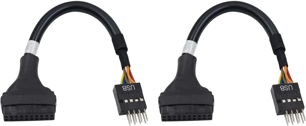 Duttek usb 3.0 jungtis į usb 2.0, usb 3.0 į usb 2.0 pagrindinės plokštės adapterio kabelis, 19 kontaktų usb 3.0 moteriška į 9 kontaktų usb 2.0 vyriška pagrindinės plokštės kabelio adapterio keitiklis 15 cm (2 vnt.)