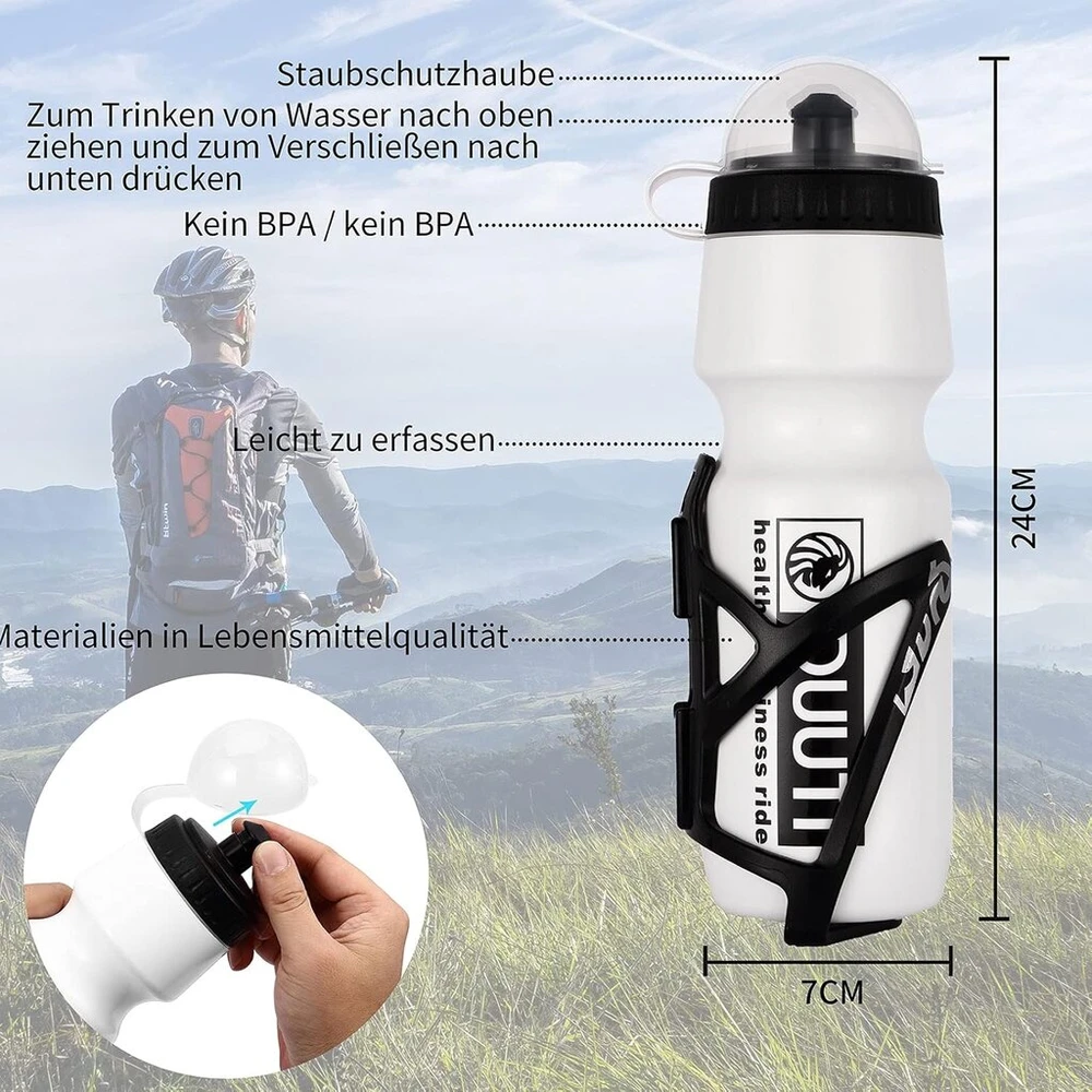 Dviračio buteliuko laikiklis ir 700 ml aukščiausios kokybės be Bpa sportinis butelis, dviračio buteliuko rinkinys lengvas dviračio buteliuko laikiklis skirtas plento dviračiui, kalnų dviračiui, būtinas važinėjimui