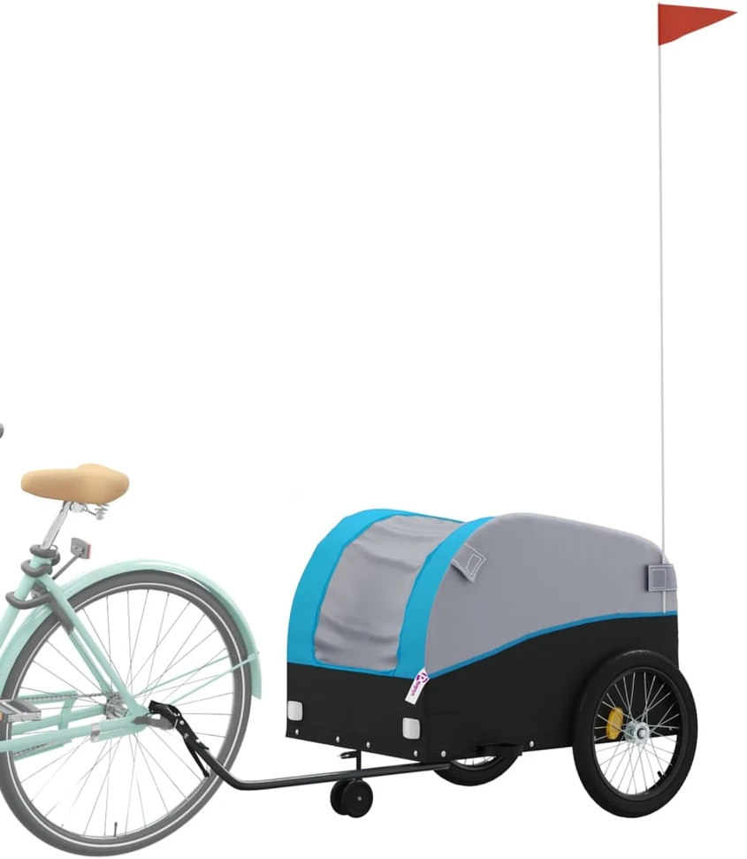 Dviračio priekaba, juodos ir mėlynos spalvos, 45kg, geležis