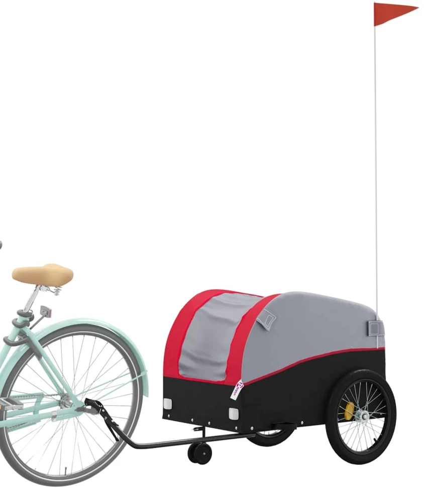 Dviračio priekaba, juodos ir raudonos spalvos, 45kg, geležis