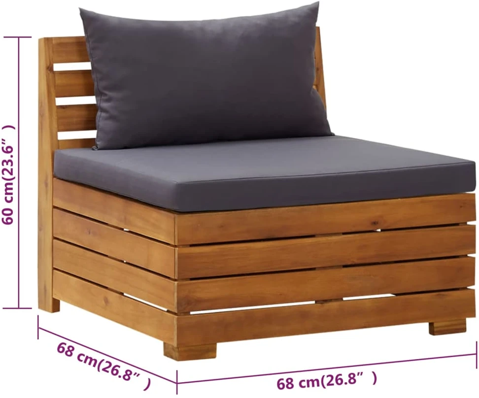 Dvivietė sodo sofa su pagalvėlėmis, akacijos medienos masyvas