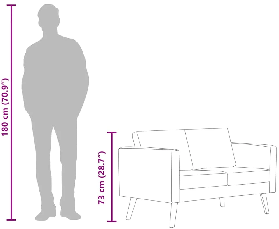 Fotelis Dvivietė sofa, audinys, šviesiai pilka
