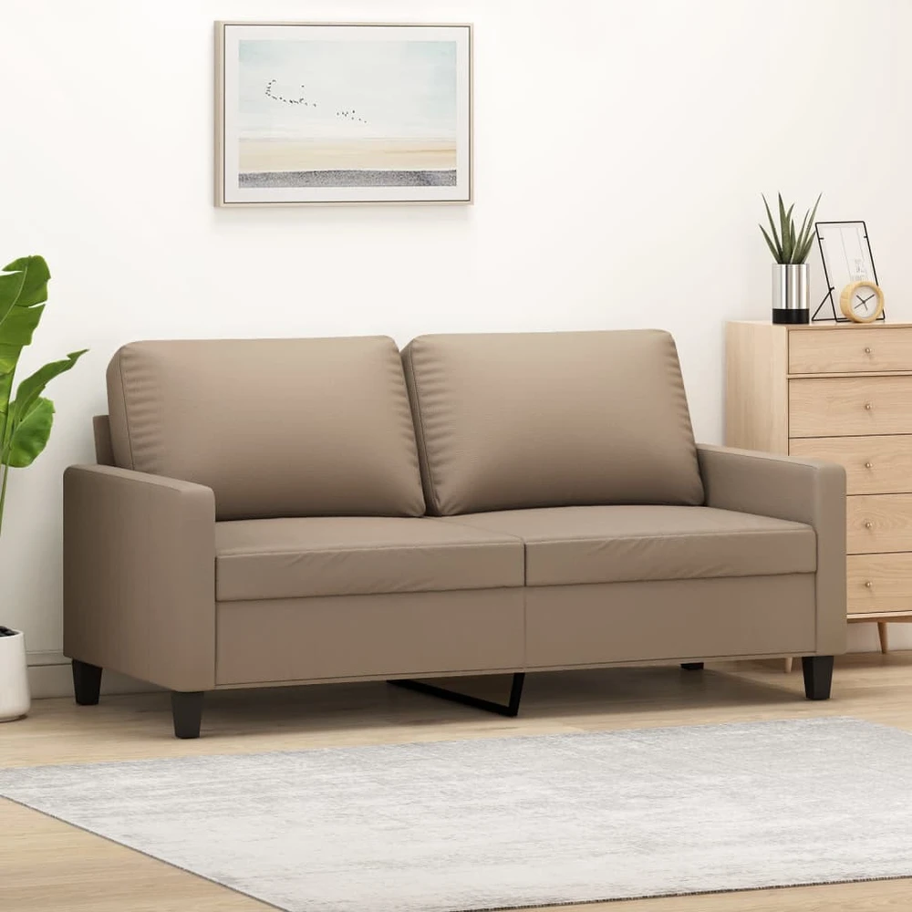 Fotelis Dvivietė sofa, kapučino spalvos, 140cm, dirbtinė oda