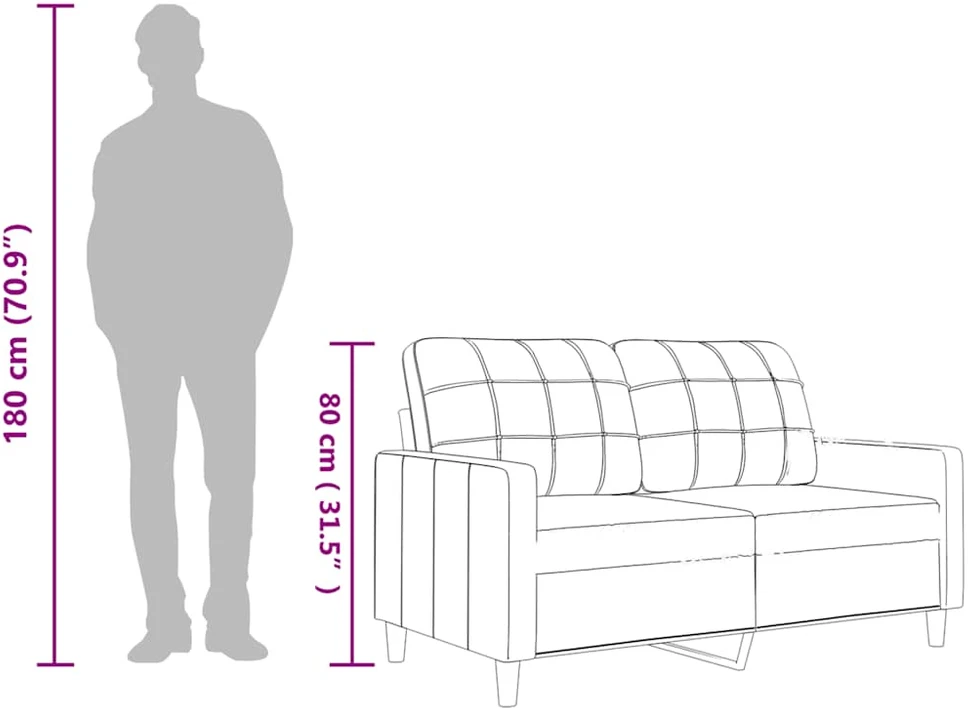 Fotelis Dvivietė sofa, pilkos spalvos, 120cm, dirbtinė oda