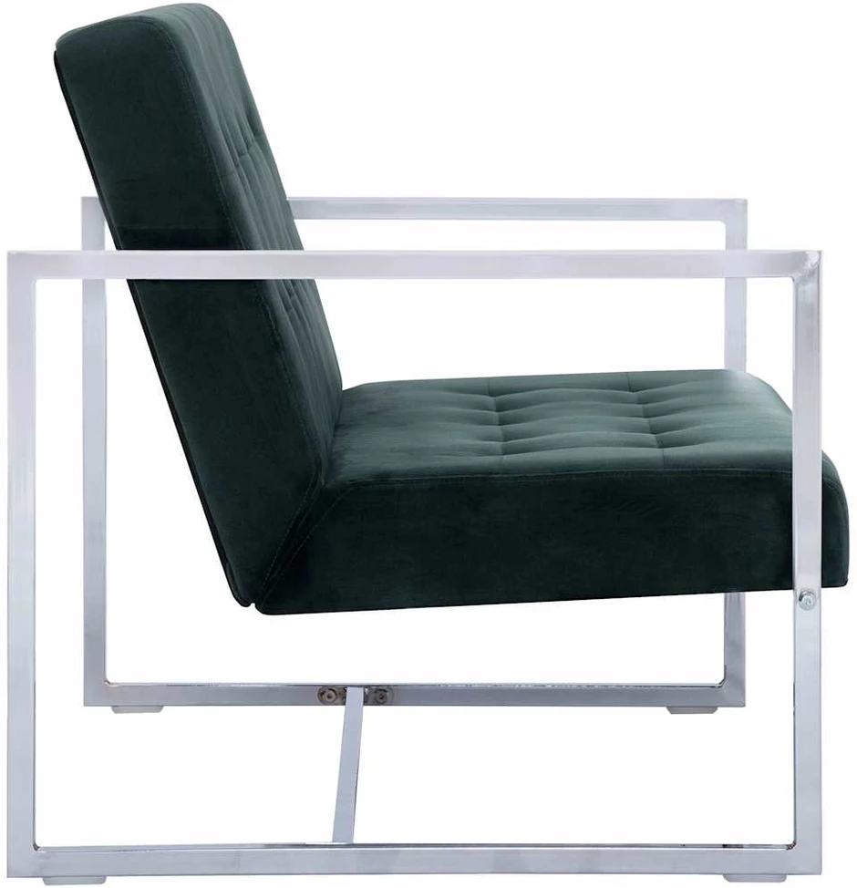 Fotelis Dvivietė sofa su porankiais, tams. žal. sp., chromas ir aks.
