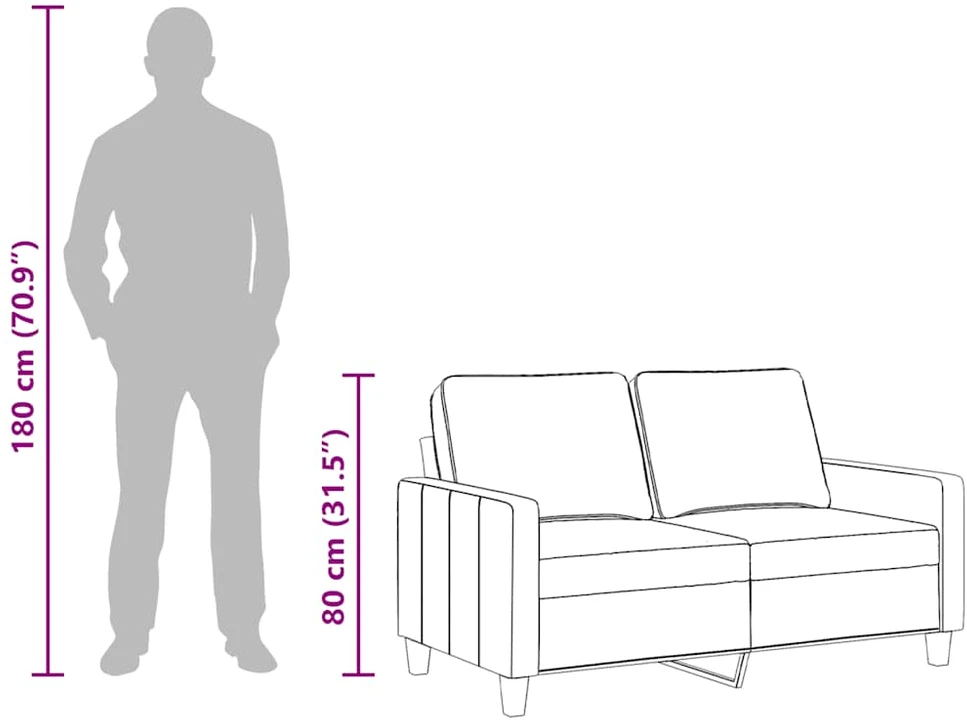 Fotelis Dvivietė sofa, šviesiai geltonos spalvos, 120cm, audinys