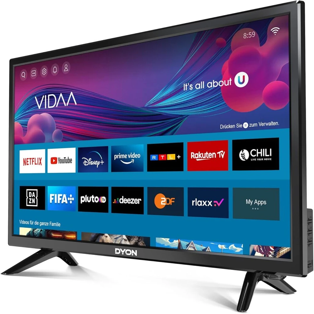 Dyon Movie Smart 24 Vx televizorius, 24 colių (60 cm), Hd Smart Tv, Hd Triple Imtuvas (dvb-c/-s2/-t2), App Store, Prime Video, Netflix, Youtube, Dazn, Disney+ (2023 modelis)
