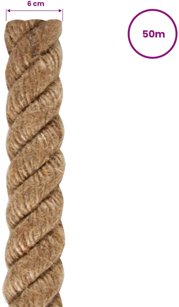Džiuto virvė, 50m ilgio, 6mm storio