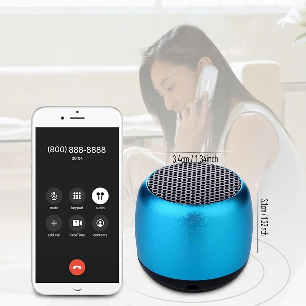 Kompiuterio kolonėlės Eageroo Bluetooth mini kolonėlė, nešiojama kolonėlė, stereo garsas su deep bass technologija, mėlyna