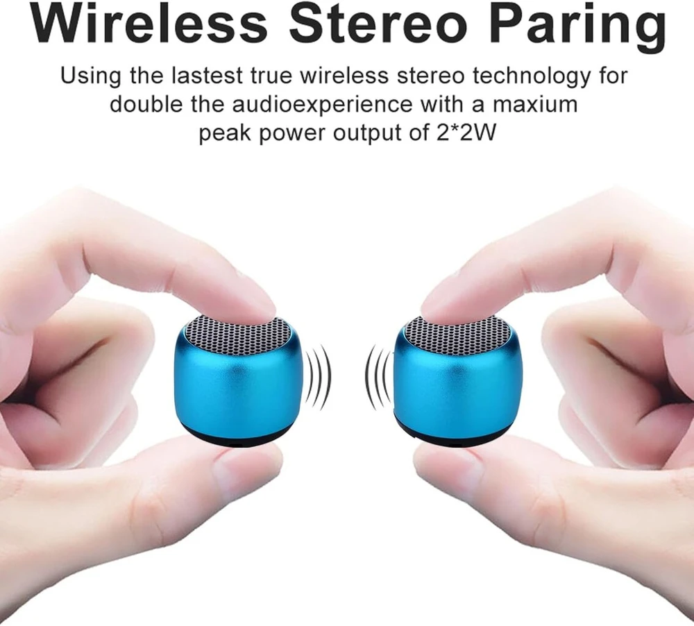 Kompiuterio kolonėlės Eageroo Bluetooth mini kolonėlė, nešiojama kolonėlė, stereo garsas su deep bass technologija, mėlyna