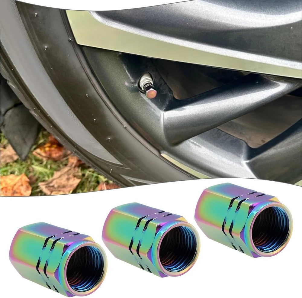 Easiyl 12 vnt. 8 x 16 mm spalvingų aliuminio lydinio padangų ventilių dangtelių, šešiakampės formos, skirtų automobiliams, sunkvežimiams, motociklams, dviračiams