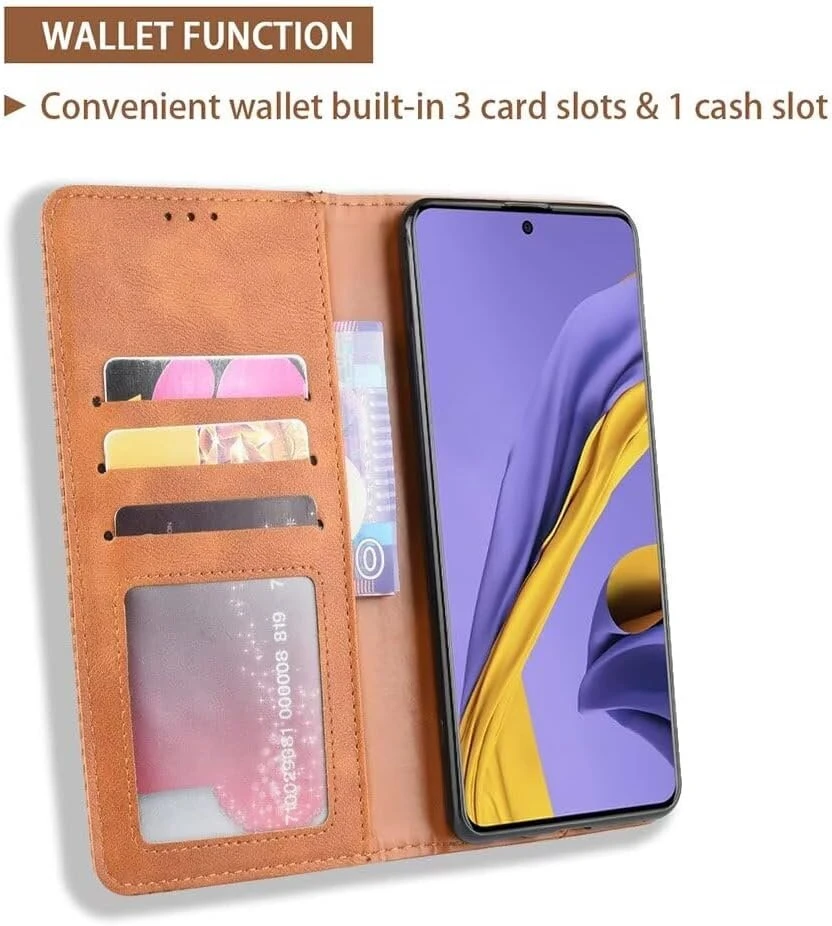 Eassgu Mobiliojo telefono dėklas, skirtas Poco F7 Pro (6,67 colio) atverčiamas dėklas iš Pu odos su magnetiniu užsegimu, apsauginis dėklas, [3 kortelių lizdai] [1 piniginė], atrama - ruda