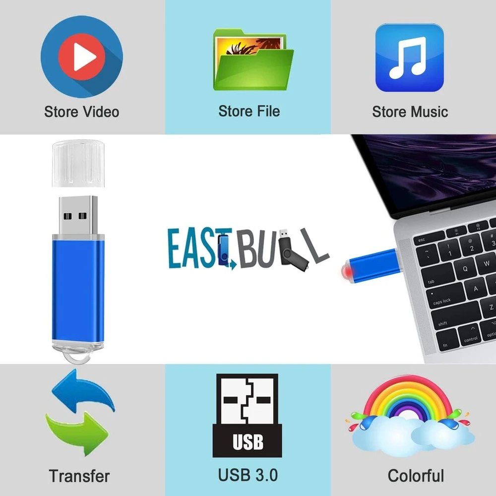 Eastbull Usb 3.0 atmintinė, 32 Gb, 5 vnt., spalvota