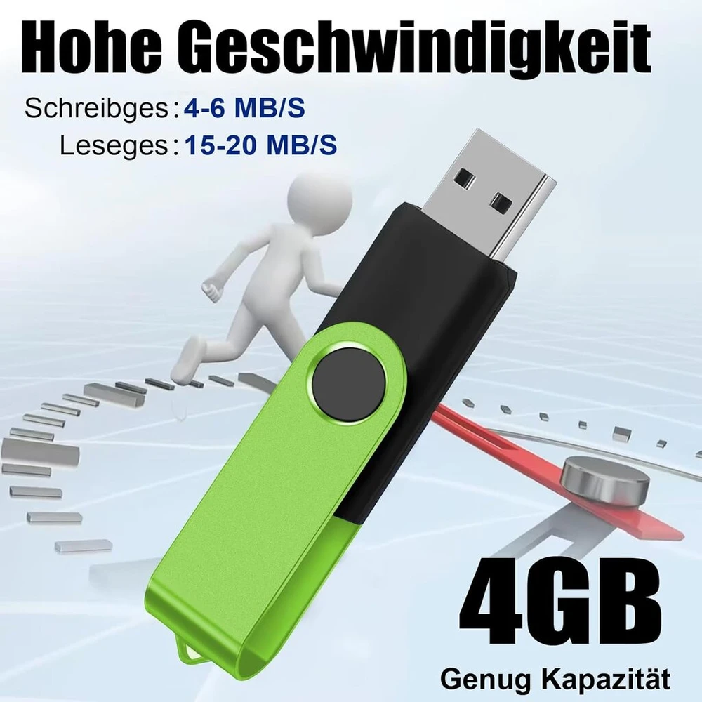 Eastbull Usb atmintinė 4 Gb, 10 vnt., žalia, pasukama