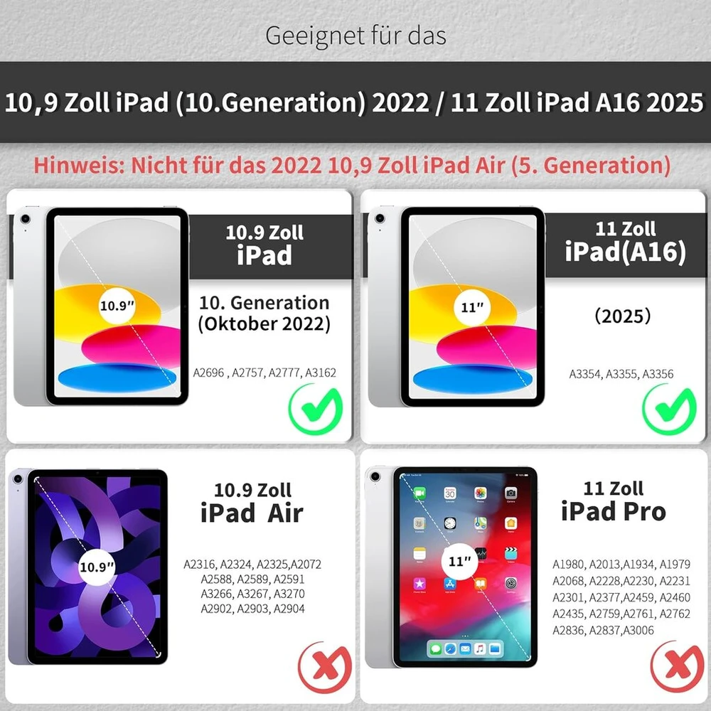 Easyacc dėklas, skirtas Ipad 11 (a16) / 10-os kartos planšetiniam kompiuteriui su klaviatūra 11/10,9 colio 2025/2022 (a2757/a2777/a3356/a3355), magnetinis nuimamas dėklas su rašiklio laikiklio klaviatūra, mėlynas