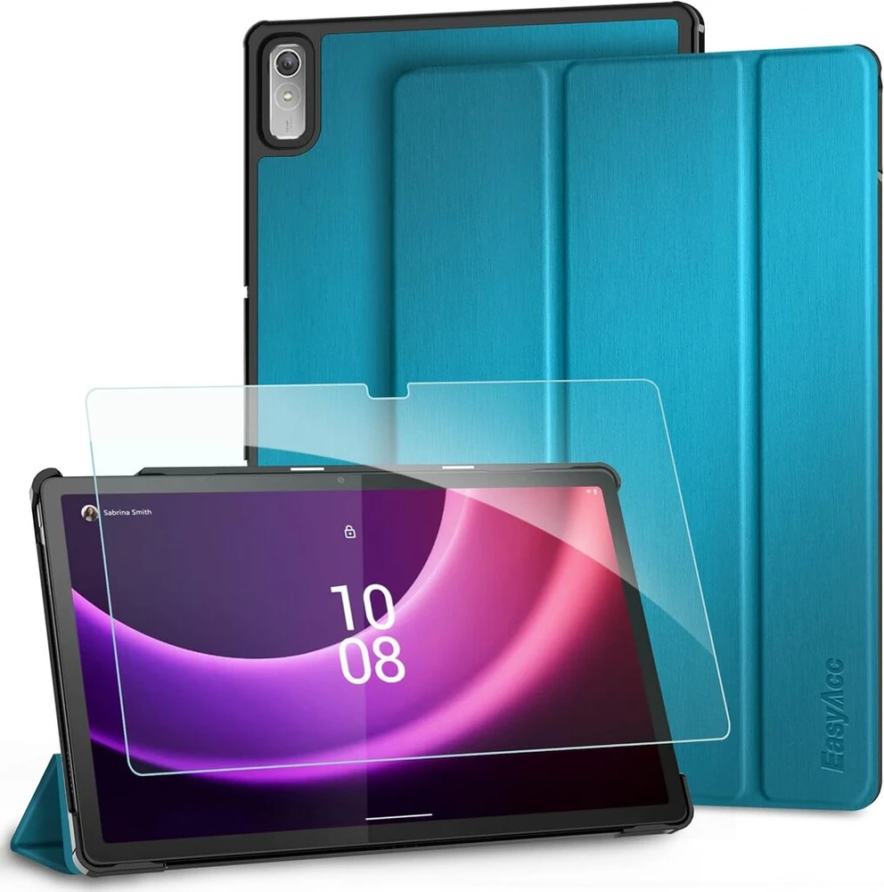Easyacc dėklas, skirtas Lenovo Tab P11 (2nd Gen) 11.5 colių Tb350fu/tb350xu 2022 su ekrano apsauga, itin plonas dėklas su stovo funkcija, automatinio užmigdymo/pabudimo funkcija, peacock mėlynas