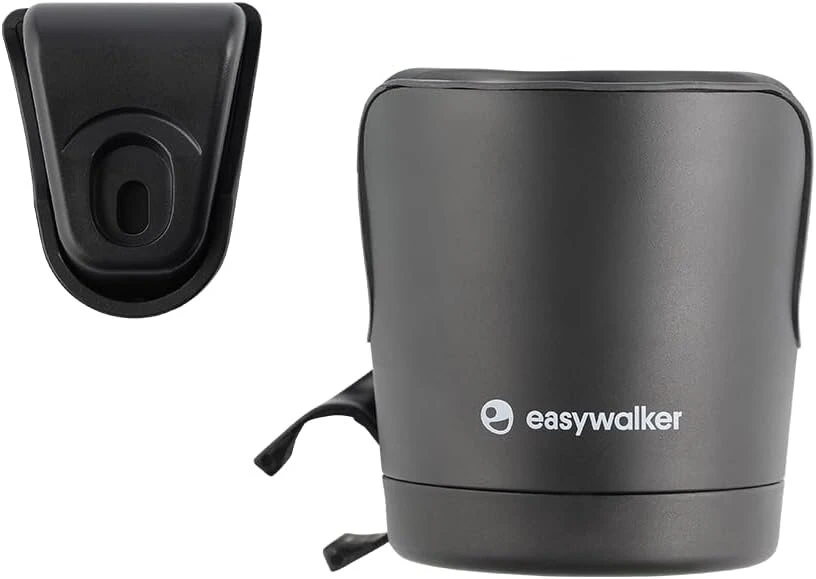 Easywalker puodelio laikiklis, skirtas Easywalker vežimėliams ir bagiams su unikalia priedų sistema, lengvai pritvirtinamas ir nuimamas, skirtas vandens buteliams - juodas