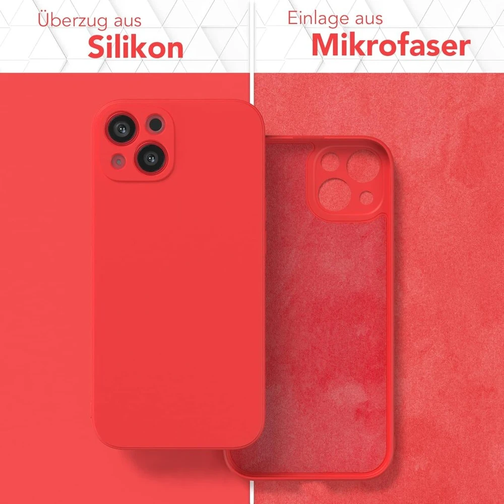 Eazy Case - silikoninis dėklas, skirtas iphone 13, raudonas minkštas smūgiams atsparus telefono dėklas, iphone 13 apsauginis dėklas su kameros apsauga, plonas premium klasės apsauginis tpu telefono bamperis, raudonas