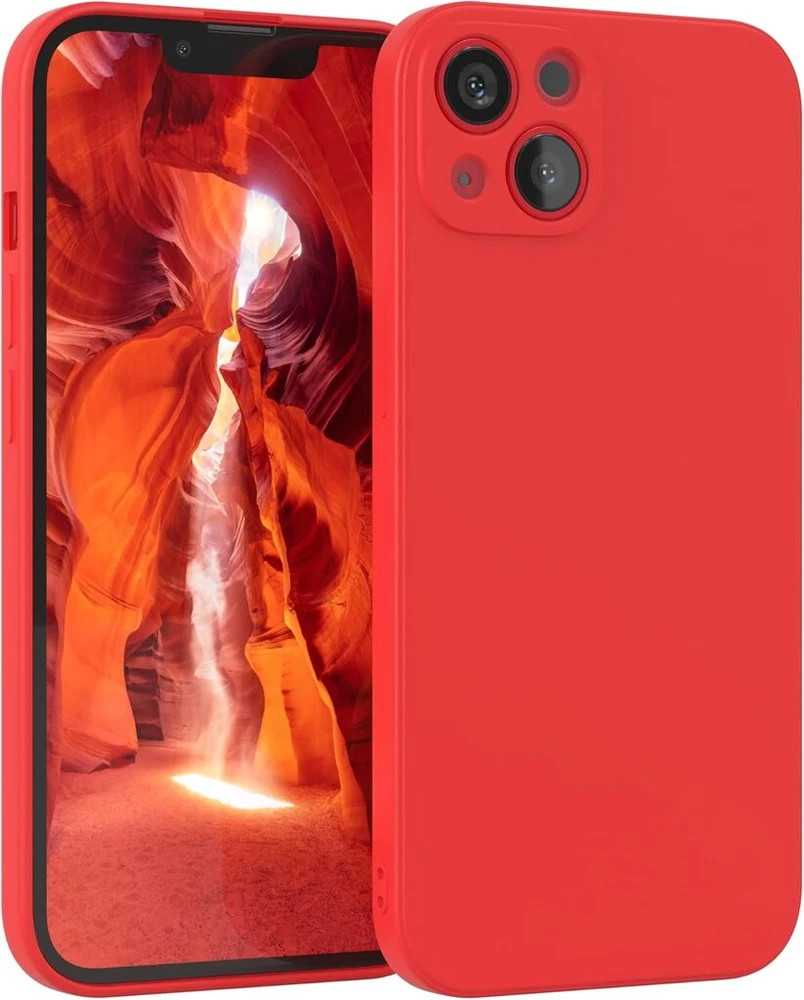 Eazy Case - silikoninis dėklas, skirtas iphone 13, raudonas minkštas smūgiams atsparus telefono dėklas, iphone 13 apsauginis dėklas su kameros apsauga, plonas premium klasės apsauginis tpu telefono bamperis, raudonas
