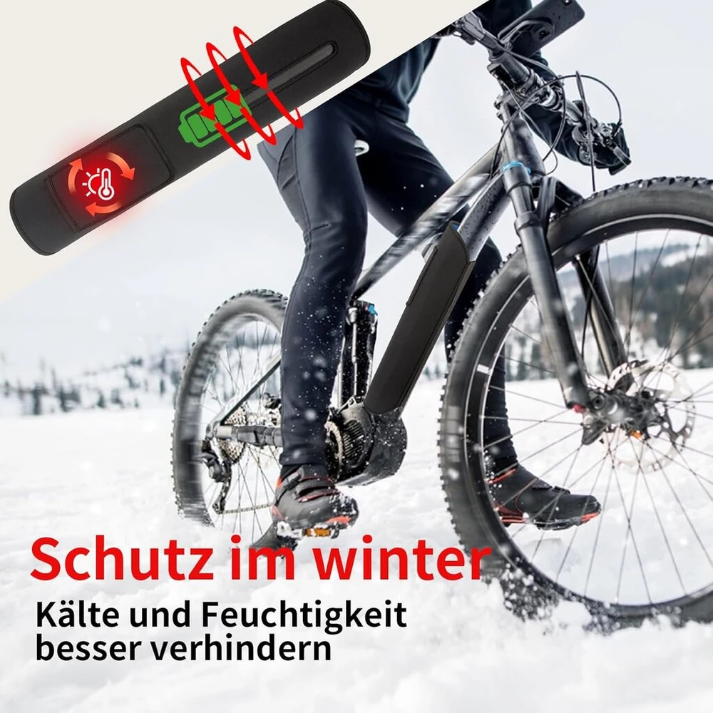 Ebike akumuliatoriaus apsauginis dangtelis, akumuliatoriaus apsauginis dangtelis e-bike neperšlampamas, apsauginis dangtelis elektrinių dviračių akumuliatoriams, ebike akumuliatoriaus dangtelio apsauga 28-34 cm apimčiai, e bike priedai