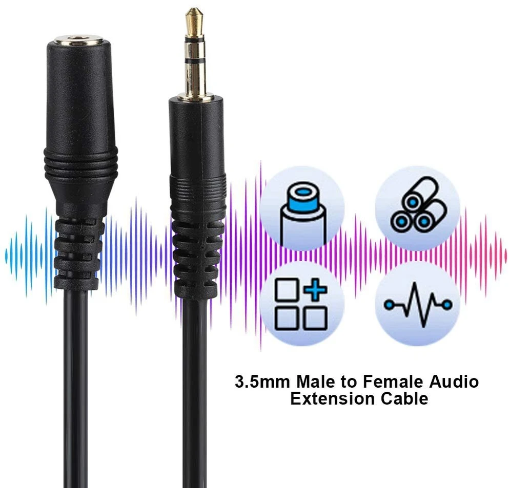Eboxer 3.5 mm audio ilgintuvas iš tėviško į moterišką lizdą aux kabelis išmaniesiems telefonams ausinėms stereo (10 metrų)