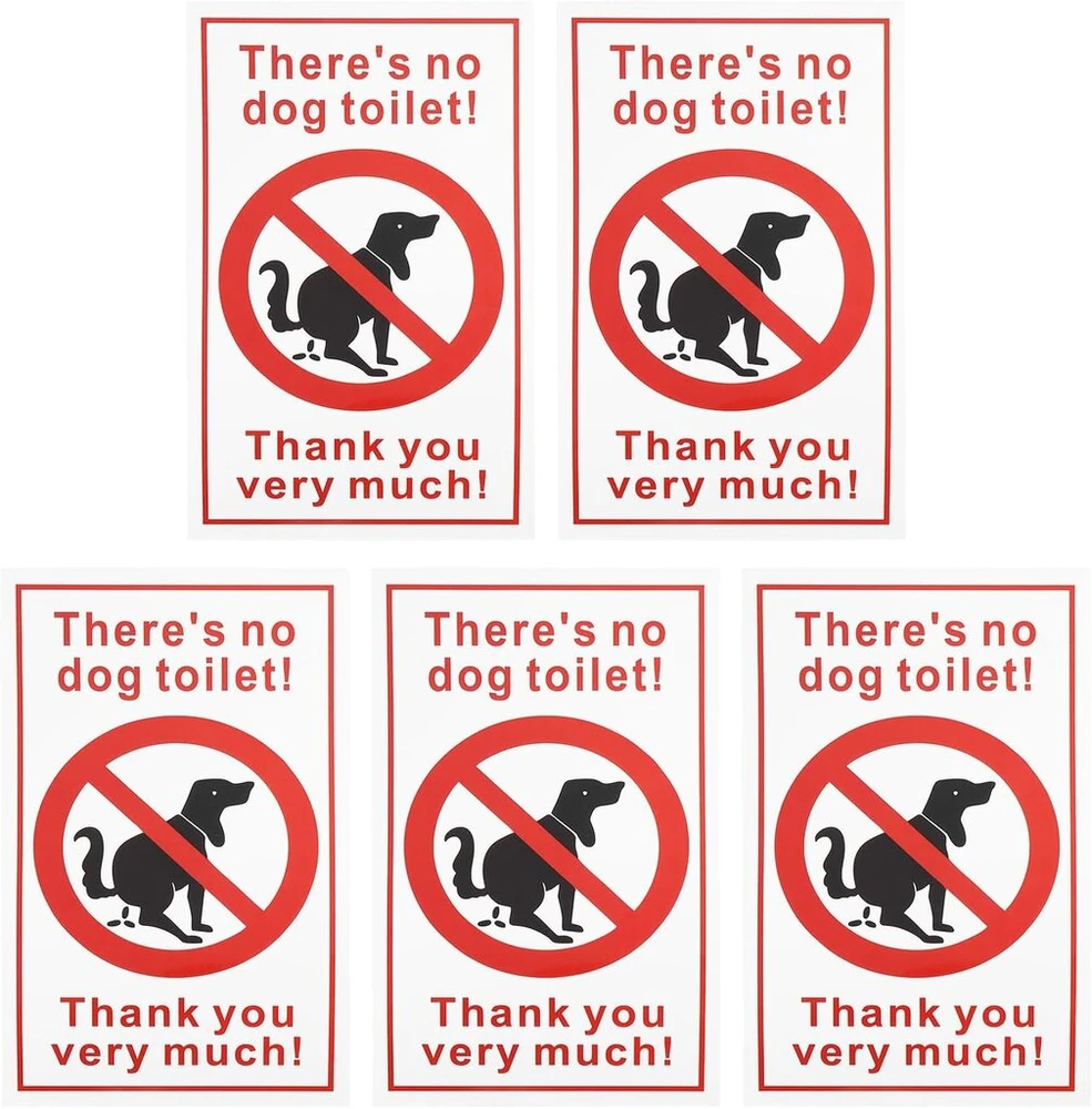 Ecsing 5 vnt. pakuotė, lipdukai su užrašu "there No Dog" anglų kalba, skirti tualetui, 250 x 150 mm, Pvc lipdukai, skirti naudoti lauko tualetuose, tinkami naudoti viduje ir lauke, vandeniui atsparūs lipdukai
