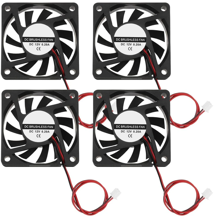 Ecsing 6010 bešepetėlinis aušinimo ventiliatorius su alyvos guoliu 60x60x10mm dc 12v kompiuterio cpu aušinimo ventiliatoriui 2 kontaktų korpuso ventiliatoriaus 4 vnt. pakuotė