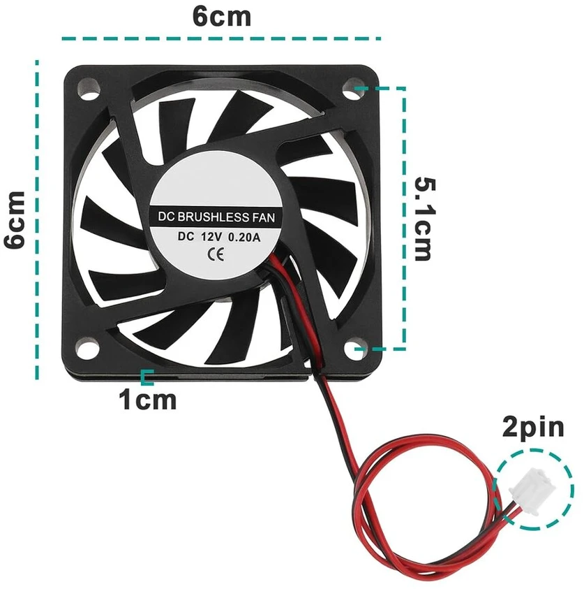 Ecsing 6010 bešepetėlinis aušinimo ventiliatorius su alyvos guoliu 60x60x10mm dc 12v kompiuterio cpu aušinimo ventiliatoriui 2 kontaktų korpuso ventiliatoriaus 4 vnt. pakuotė