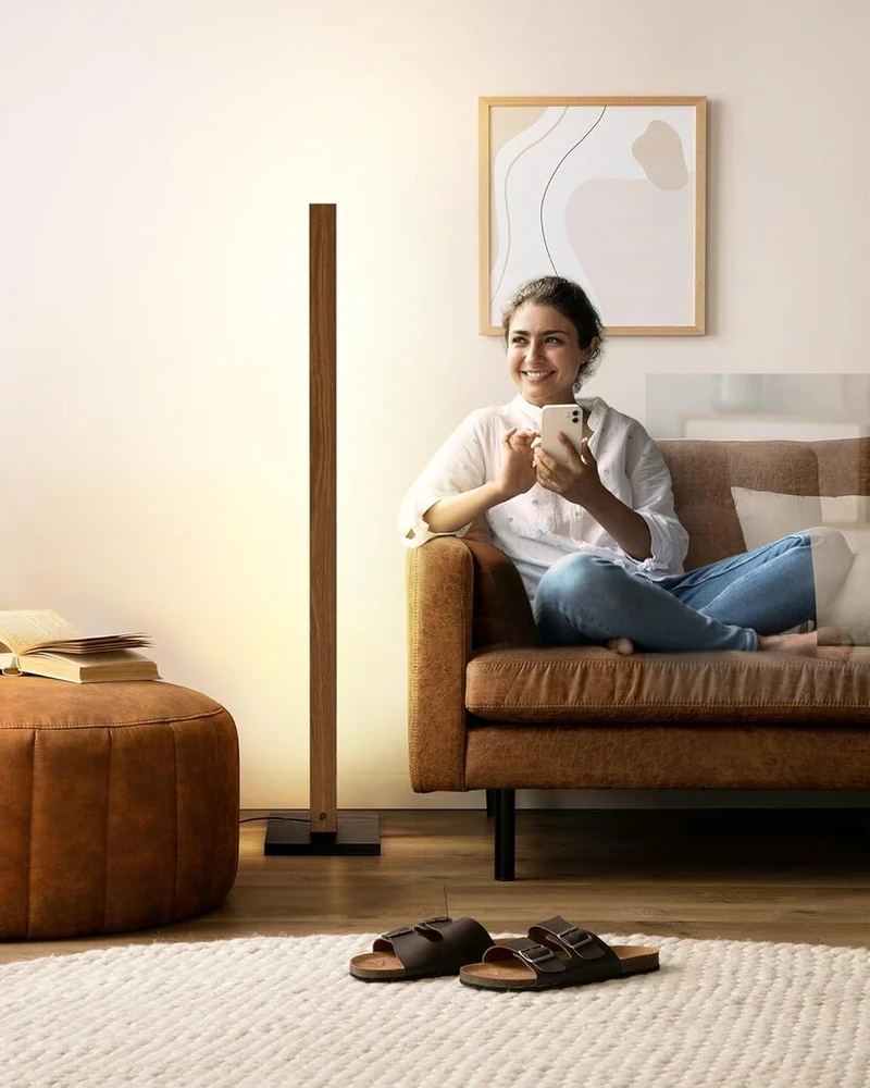 Edishine medinis toršeras, 18 W Led toršeras, reguliuojamo ryškumo, boho kampinis šviestuvas, 3000 K šilta balta šviesa, vintažinis toršeras su kojiniu jungikliu, 800 lm šviesos kolona svetainei, miegamajam, biurui