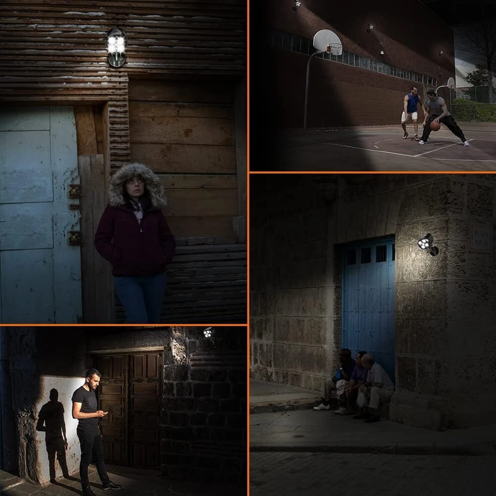 Editbar led prožektorius su judesio davikliu, skirtas laukui, 600 lm, maitinamas baterijomis, lauko lempa su davikliu, ip65 atsparus vandeniui, itin ryškus apsaugos žibintas, maitinamas baterijomis, skirtas sodui, važiuojamajai daliai, terasai, įėjimui