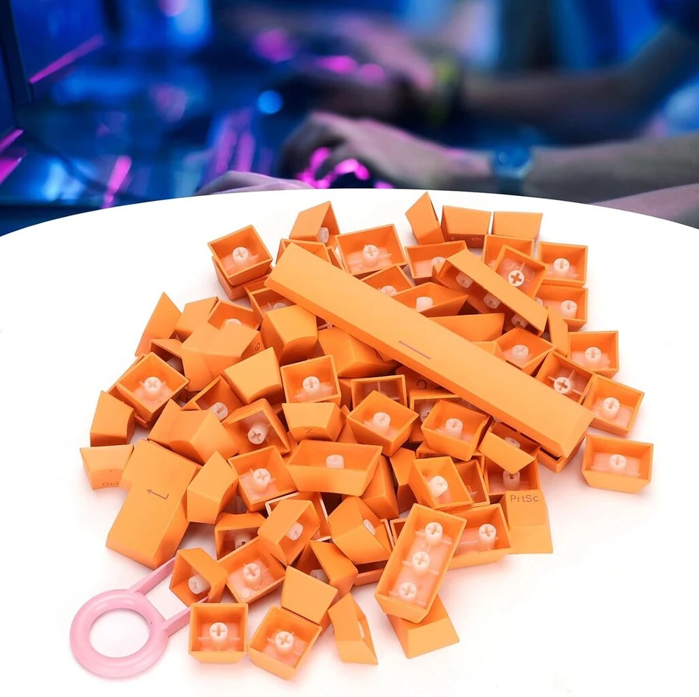 Eimsoah Pbt klavišų dangteliai, ergonomiškas dizainas, aukšta kokybė, spalvingi 108 klavišų dangteliai mechaninei klaviatūrai, sodrios spalvos skirtingoms grupėms (oranžinė)