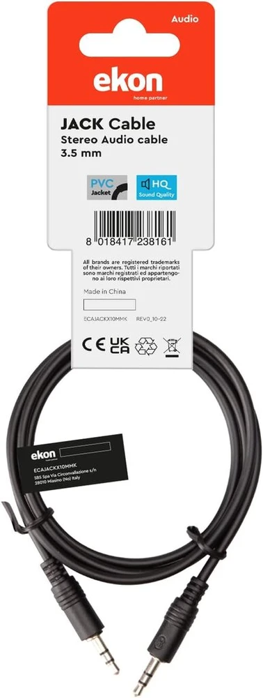 Ekon 3.5 mm rca jack kabelis, aux kabelis į 2 rca 1 metras, vyriškas stereo sistemai, garsiakalbiui, mikšeriui, nešiojamam kompiuteriui, ausinėms, mp3, ipod, išmaniajam telefonui, planšetiniam kompiuteriui