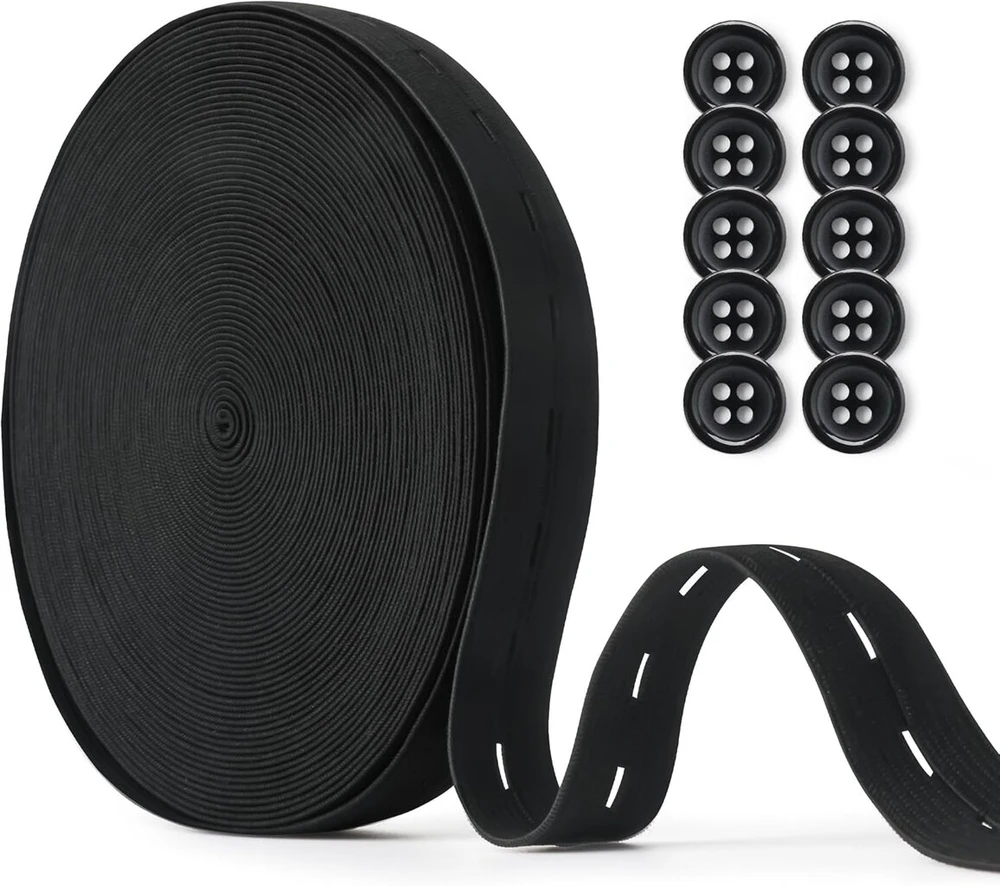 Elastinga juosta su sagos skylutėmis, 15m x 20mm, juoda