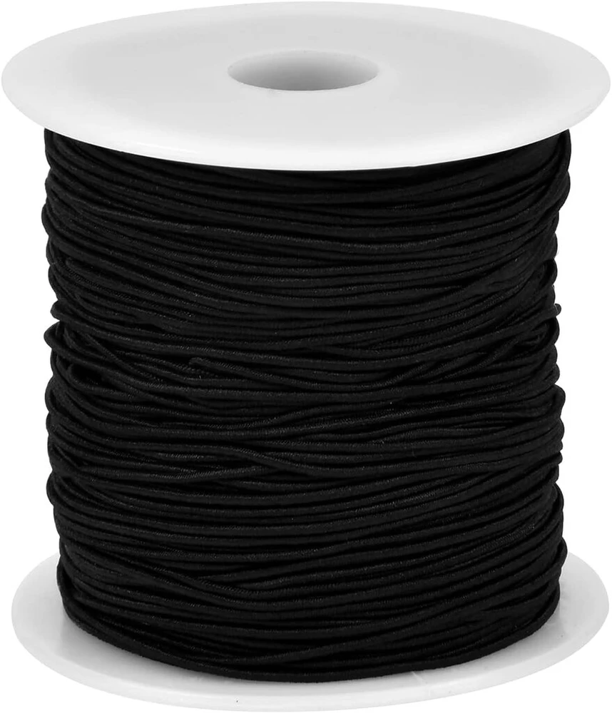Elastingas siūlas papuošalams, 0.8 mm, juodas, 100m